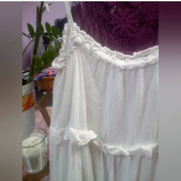 RAILS " Carlyn " White Mini Dress Tie Straps Ruffle Tiered Dress LARGE - Picture 6 of 16